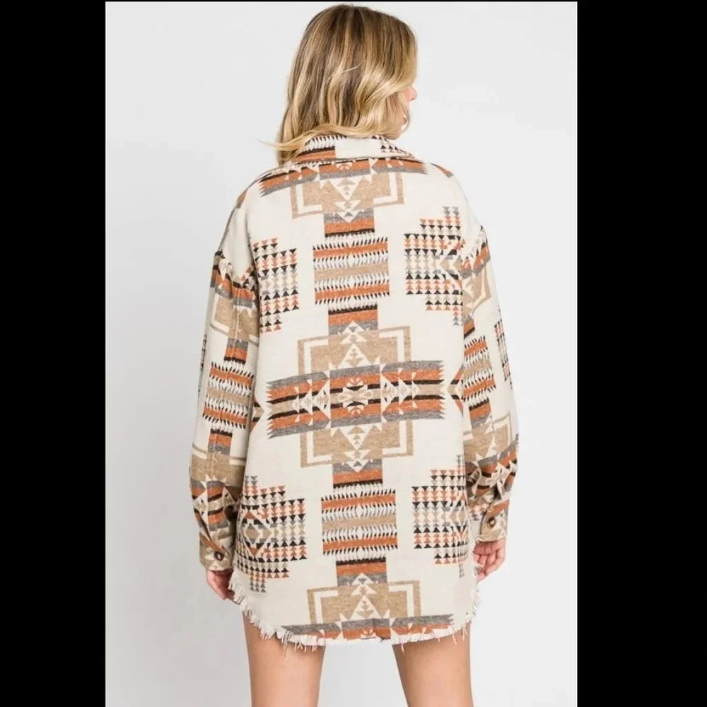 New! Boho Aztec Button Down Jacket - Picture 8 of 8